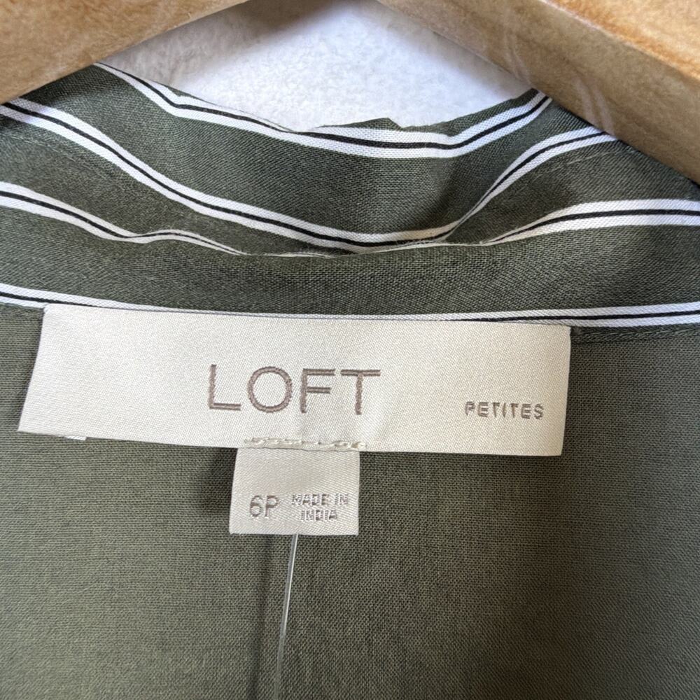 LOFT Striped Wrap Midi Shirtdress 6 petite Capsule Workwear career designer NWT - Picture 10 of 16